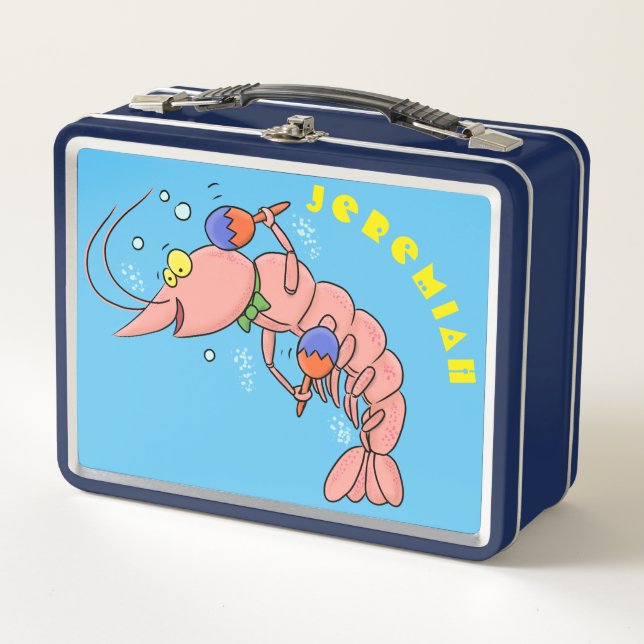 Lunch Box Cute happy shrimp, dessin animé de crevettes (Devant)