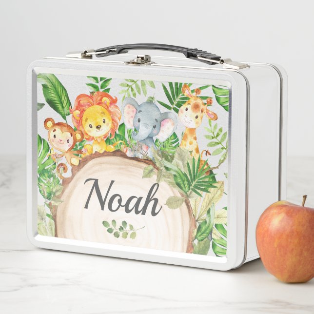 Lunch Box Cute Jungle Animaux Safari Lion Eléphant Singe (En situation)