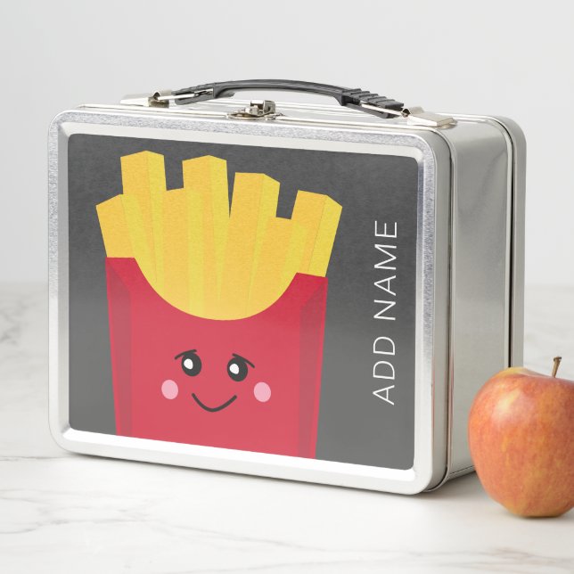 Lunch Box Cute Kawaii Fries françaises avec nom personnalisé (En situation)