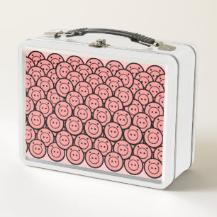 Lunch Box Cute Kawaii Pink Piglets & Piglets Motif Vector Ar