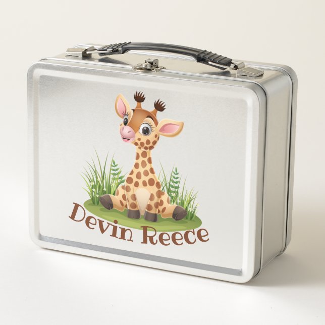 Lunch Box Cute Kids Giraffe Boîte à lunch personnalisée (Devant)