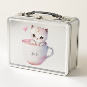 Lunch Box Cute Kitten avec Coeur de Balloon