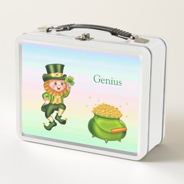 Lunch Box Cute leprechaun & calligraphie sur les couleurs pa (Devant)