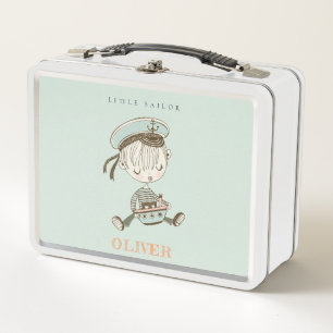 Lunch Box Cute Modern Aqua Blue Boys Little Sailor Nautical