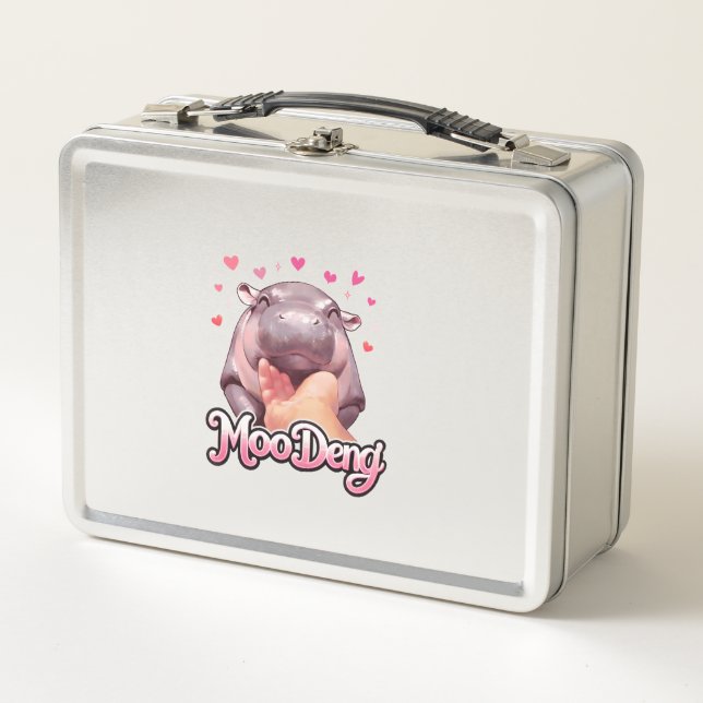 Lunch Box Cute Moo Deng Hippo Girlie Coeurs pour filles enfa (Devant)