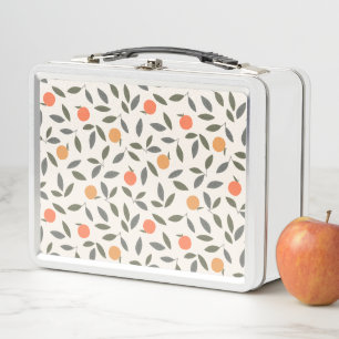 Lunch Box Cute Orange et Motif Feuille