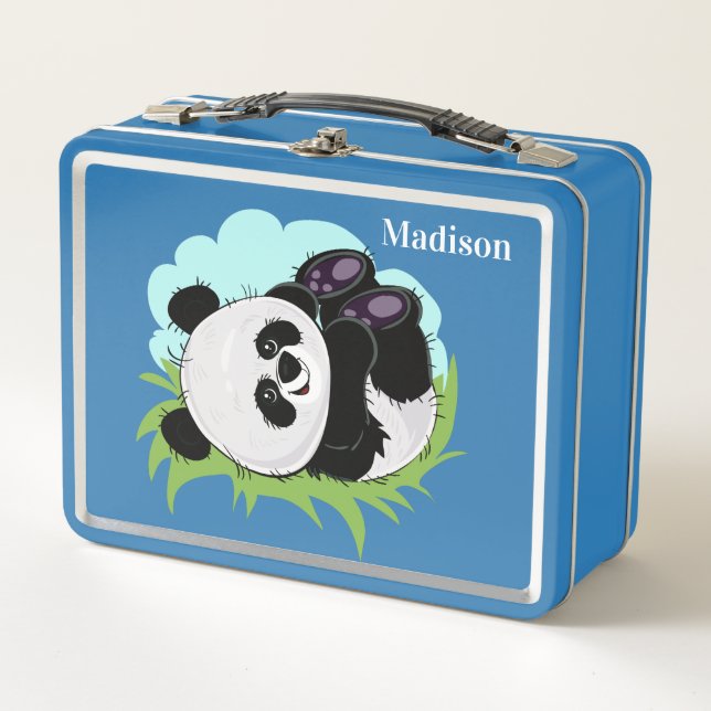Lunch Box Cute Pandas boîte à lunch de nom personnalisé (Devant)