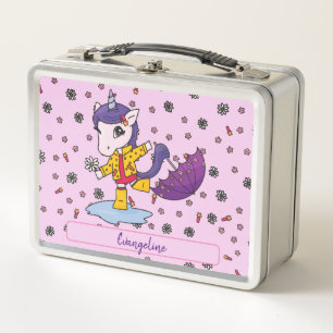 Lunch Box Cute personnalisée et simple rose floral Unicorne