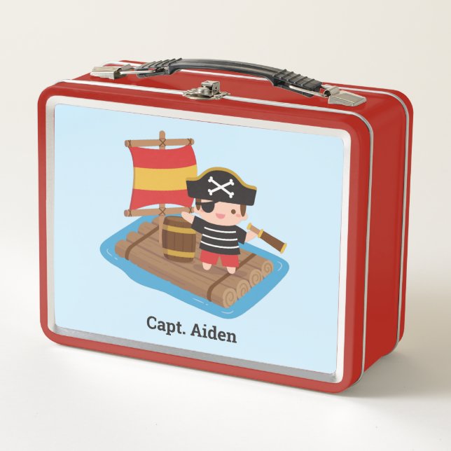 Lunch Box Cute Pirate Garçon Capitaine Sur Les Enfants Arron (Devant)