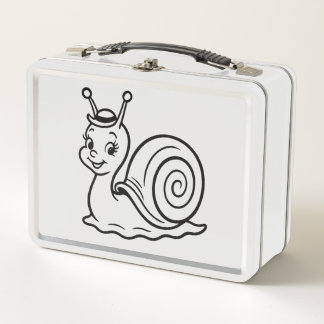 Lunch Box Cute Snail Wearing Hat Funny Retro