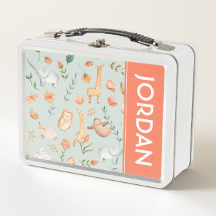 Lunch Box Cute Turquoise bébé animal Pastel Motif