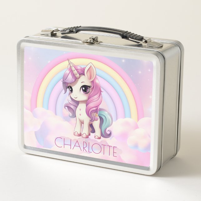 Lunch Box Cute Unicorn personnalisée Retour à l'école (Devant)