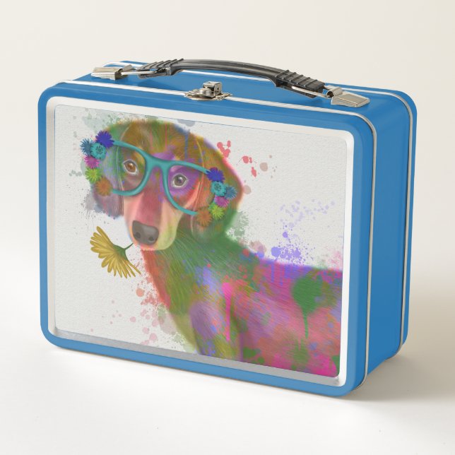 Lunch Box Dachshund & Lunettes Rainbow Splash (Devant)