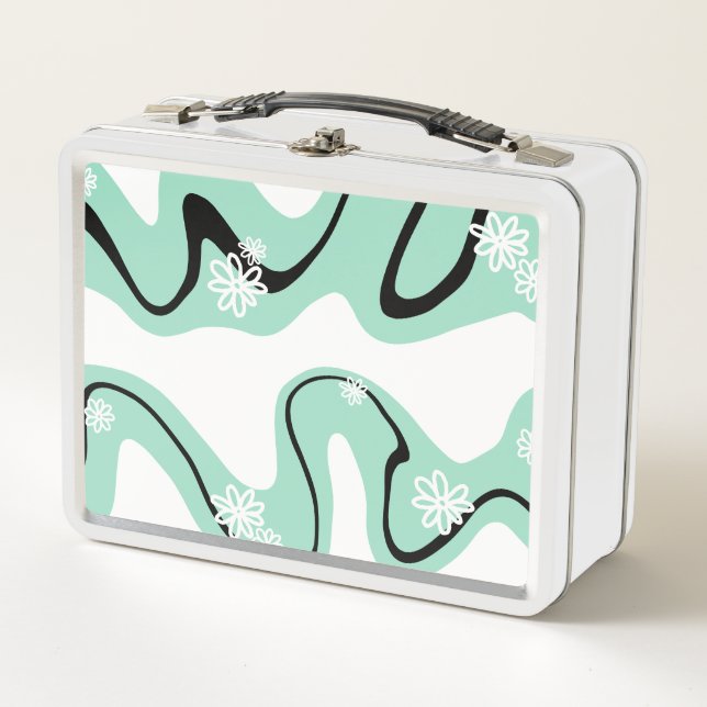Lunch Box Daisy Groove en vert, noir et blanc (Devant)