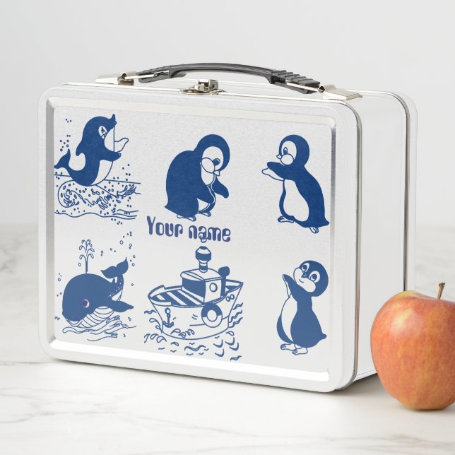 Lunch Box Dauphin, baleines et pingouins (En situation)