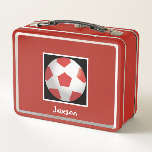 Lunch Box Déjeuner en métal de football rouge pour enfants