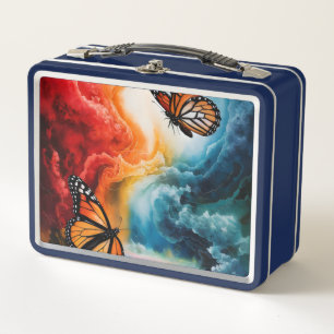 Lunch Box Des papillons dans une tempête colorée.
