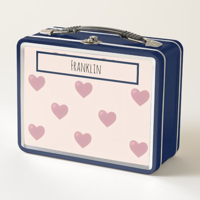 Lunch Box Dessin cardiaque I Nom personnalisé