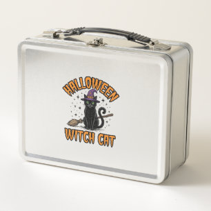 Lunch Box Dessin de gravure ancienne de chat de sorcière d'H