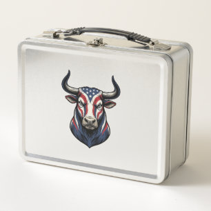 Lunch Box Dessin de gravure vintage de tête de taureau patri