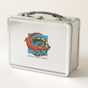 Lunch Box Deux amis souriants enmêlés Cartoon Salamander