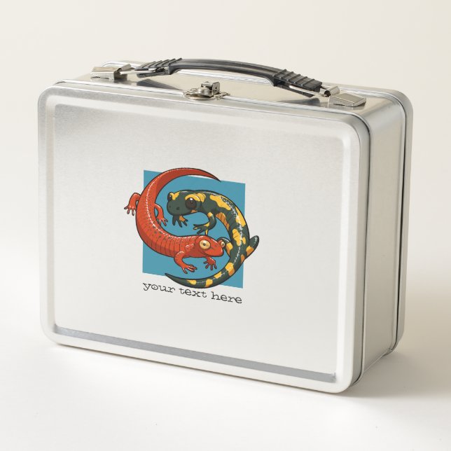 Lunch Box Deux amis souriants enmêlés Cartoon Salamander (Devant)