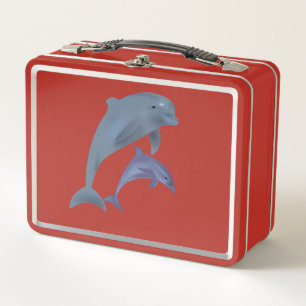 Lunch Box Deux dauphins tropicaux sautant les uns à côté des