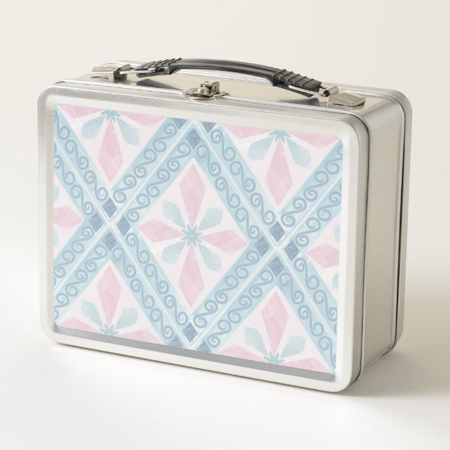 Lunch Box diamond shaped blue pattern (Devant)