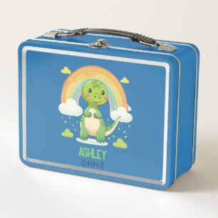 Lunch Box Dino Arc-En-Ciel Coloré Avec Nom Enfants