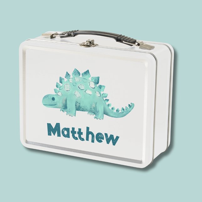 Lunch Box Dinosaur Stegosaurus Nommé Enfants (Stegosaurus dinosaur lunchbox with personalized name)