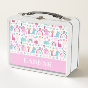 Lunch Box Dinosaure de puissance féminine personnalisée