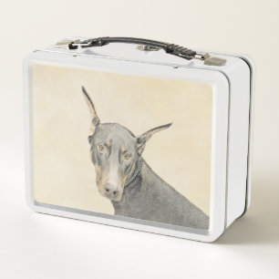 Lunch Box Doberman Pinscher Peinture - Art Chien original