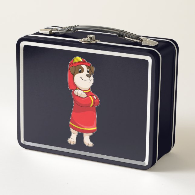 Lunch Box Dog as Firefighter with Helmet (Devant)
