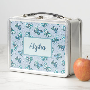 Lunch Box Doodle Bugs Papillons - bleu - enfants motif.