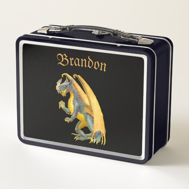 Lunch Box Dragon de respiration incendie personnalisé (Dos)