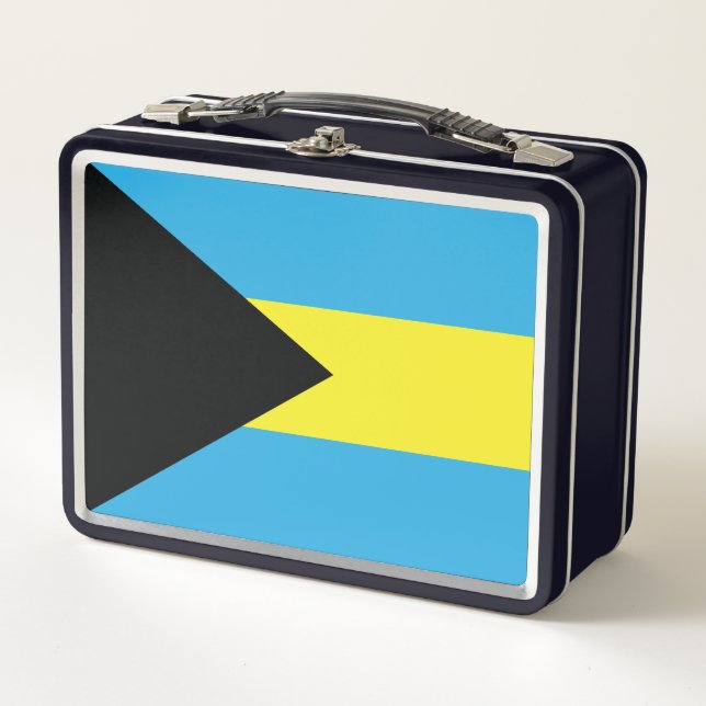 Lunch Box Drapeau des Bahamas en noir, or et Aquamarine (Devant)