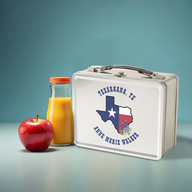 Lunch Box Drapeau Texas avec Fleur d'État Bluebonnet personn (Créateur téléchargé)