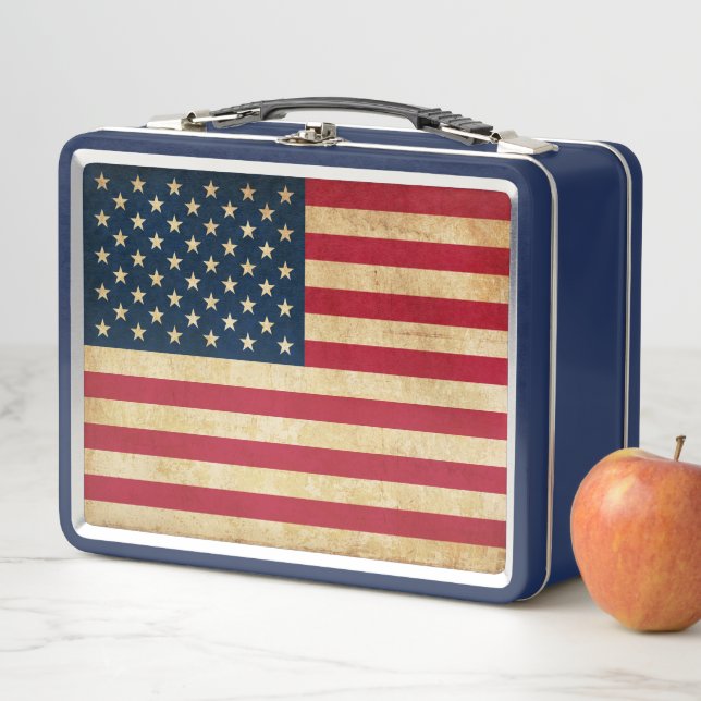 Lunch Box Drapeau Vintage patriotique américain (En situation)