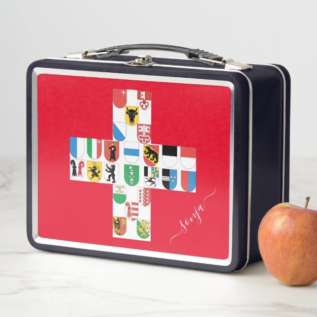 Lunch Box Drapeaux cantonaux suisses intégrés au drapeau sui (En situation)