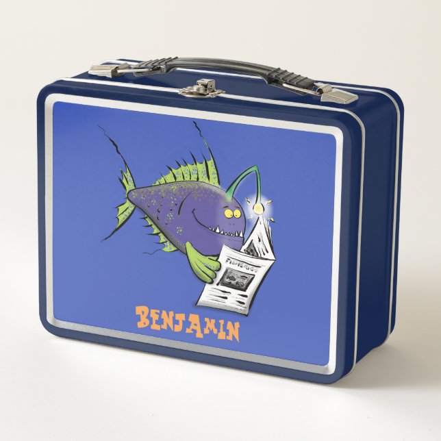 Lunch Box Drôle caricature de poisson de pêcheur (Devant)