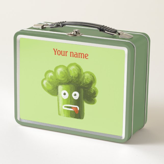 Lunch Box Drôle Cartoon Broccoli Vegan Vegetarian (Devant)