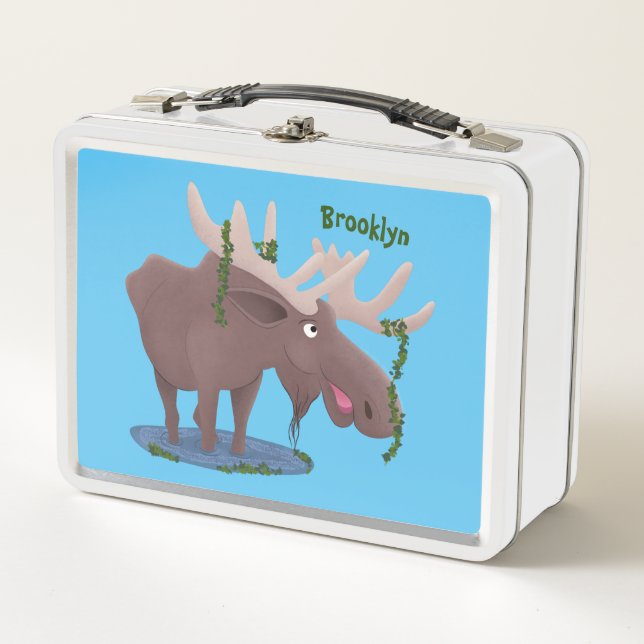 Lunch Box Drôle dessin animé d'orignal heureux (Devant)