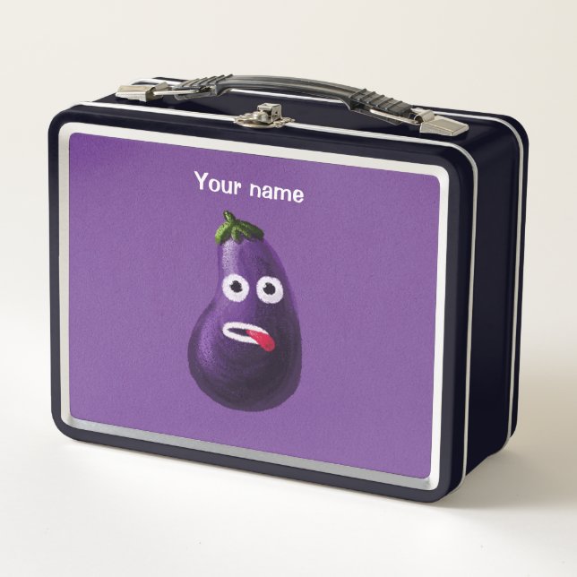 Lunch Box Drôle Eggplant Cartoon Caractère Cute Vegetable (Devant)