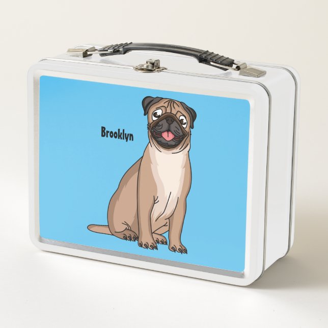 Lunch Box Drôle joyeux dessin animé de chien de carlin (Devant)