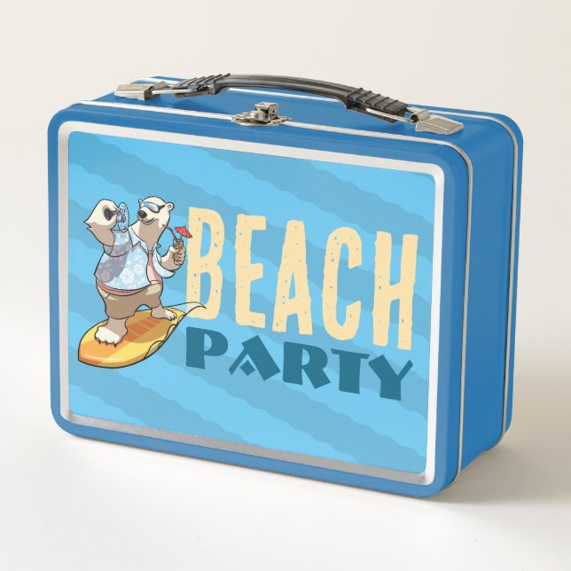 Lunch Box Drôle Surf Polar Bear Beach Party Dessin (Devant)