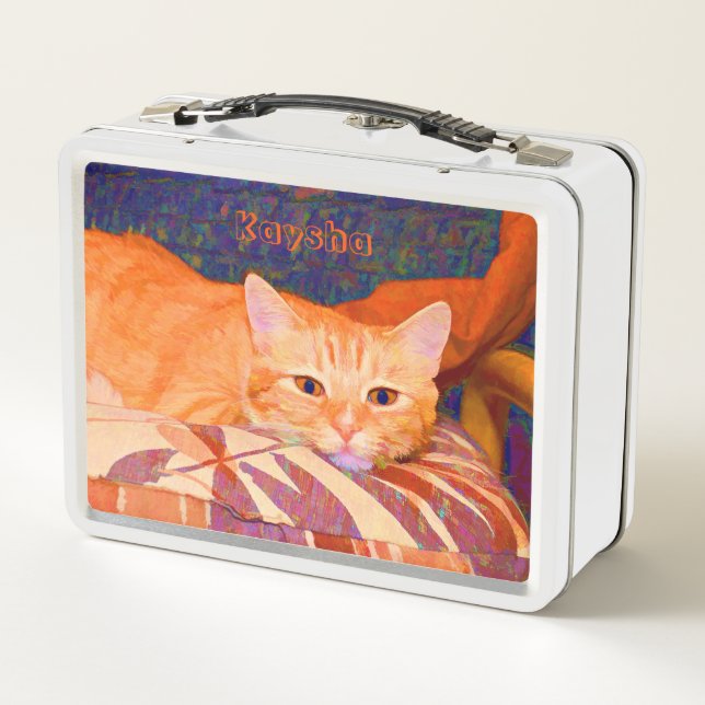 Lunch Box Drôle Tabby Chat Bright Orange Cute (Dos)