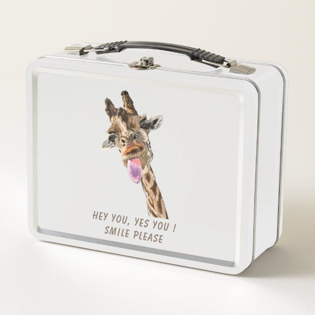 Lunch Box Drôle Tongue Giraffe Out et Jouer Wink Cartoon  (Devant)