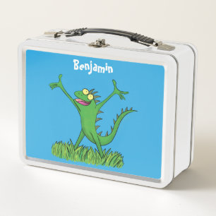 Lunch Box Drôle vert souriant animé lézard d'iguane