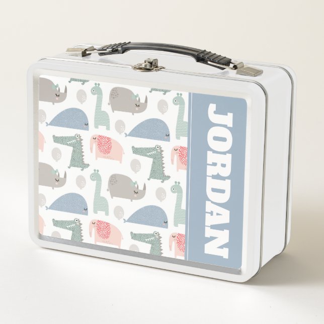 Lunch Box Drôle Visage mignon Doodle Motif animal (Devant)