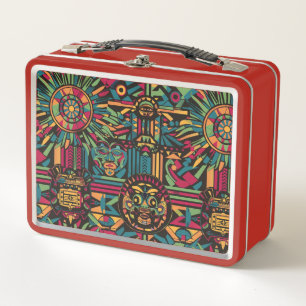 Lunch Box Eco-Friendly Red "Eclipsed Suns and Pyramids" Enfa
